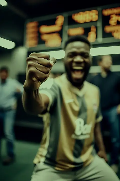 A fan celebrating at the stadium